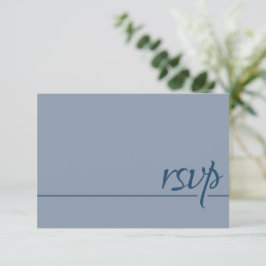 Matrimonio simple RSVP caligrafía azul turbio