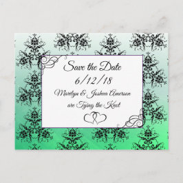 Matrimonio verde negro de damasco salva las postal
