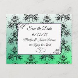 Matrimonio verde negro de damasco salva las postal