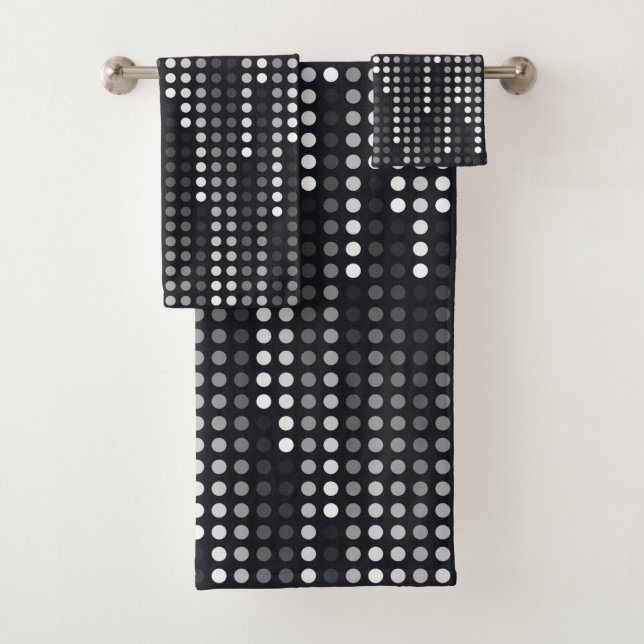 Matriz de puntos de polka gris blanco negro (In situ)