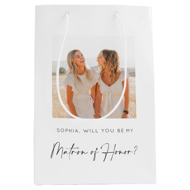 Matrón de honor propuesta bolsa de regalo con foto (Anverso)