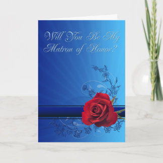 Matrón de la invitación de Honor con una rosa roja