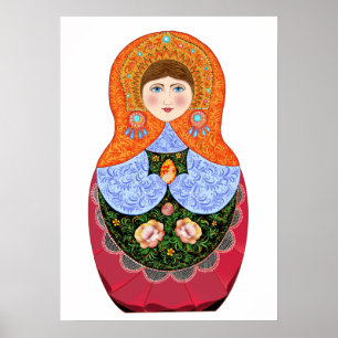 Matryoshka muñeca en arte folclórico ruso Khokhlom