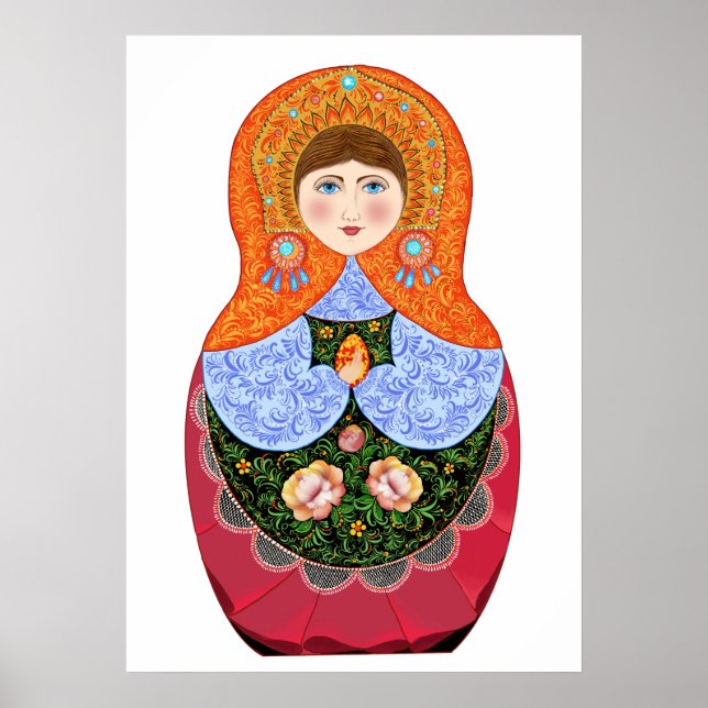 Matryoshka muñeca en arte folclórico ruso Khokhlom (Frente)