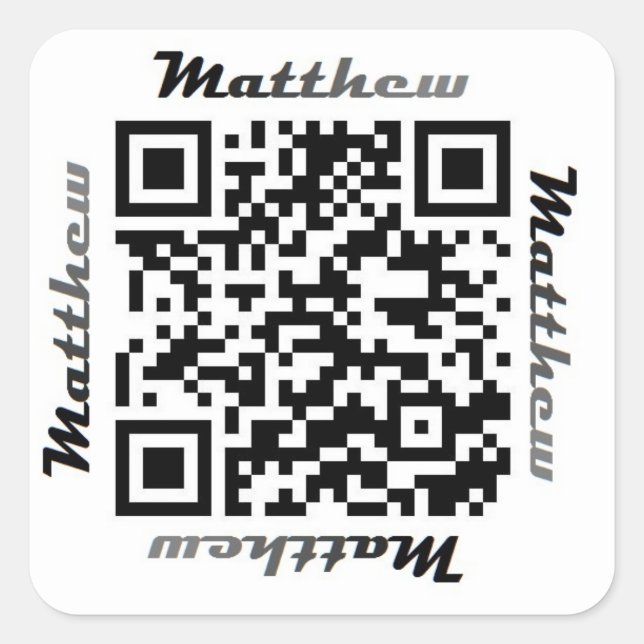 Matt (Matthew) QR Code Pegatina de NOMBRE Personal (Anverso)