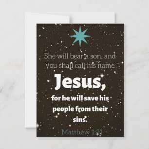 Matthew 1:21 Tarjeta de Navidades