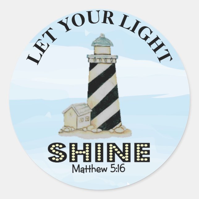 Matthew 5 16 Lighthouse Classic Round Pegatina (Anverso)