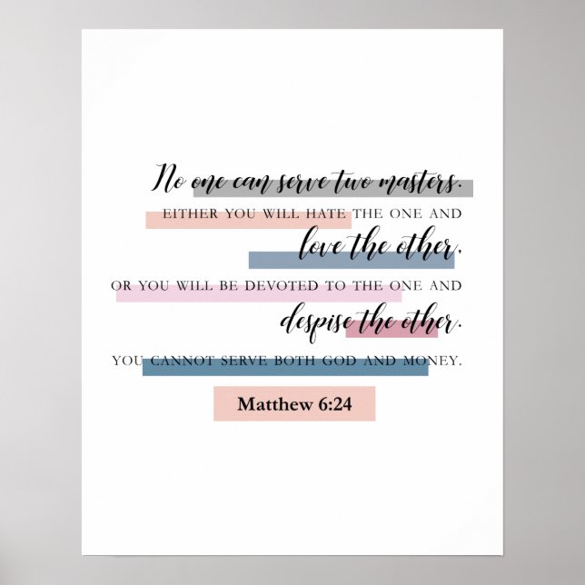 matthew 6:24 decoración de verso de la biblia cris (Frente)