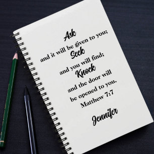 Matthew 7:7 Biblia Verse libro de esbozo de nombre