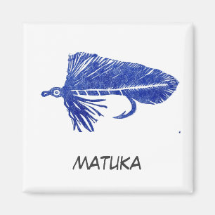 "Matuka azul" imán de arte de la pesca aérea