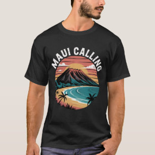 Maui Calling - Camiseta Retro Hawaiian Sunset Beac