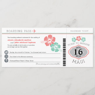 Maui Hawaii Hibiscus Boda de tarjetas de embarque