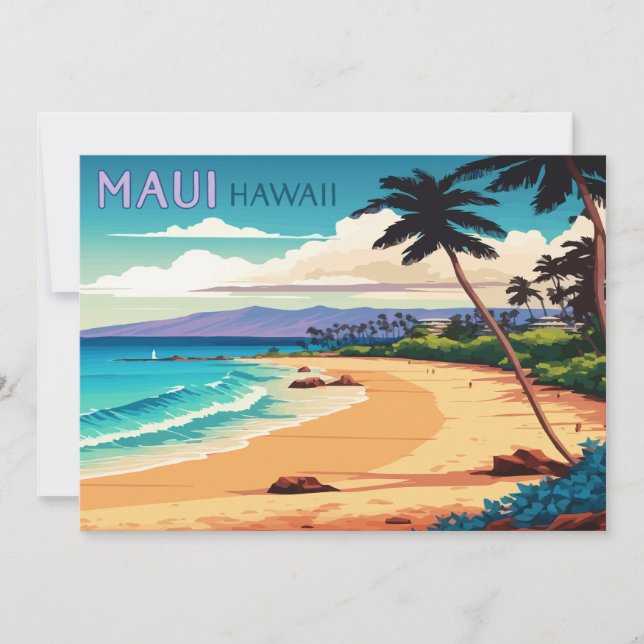 Maui Hawaii Kaanapali Playa Vintage Retro (Anverso)