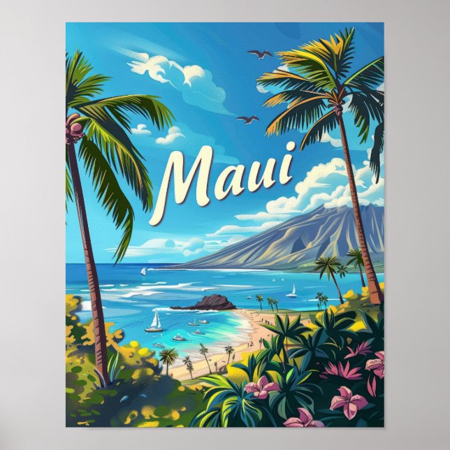 Maui Hawaii Poster de impresión de afiches de viaj (Frente)