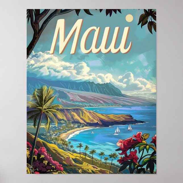 Maui Hawaii Poster de impresión de afiches de viaj (Frente)
