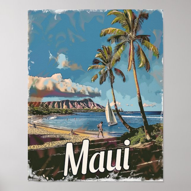 Maui Hawaii Poster de impresión de afiches de viaj (Frente)