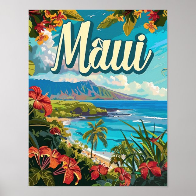 Maui Hawaii Poster de impresión de afiches de viaj (Frente)