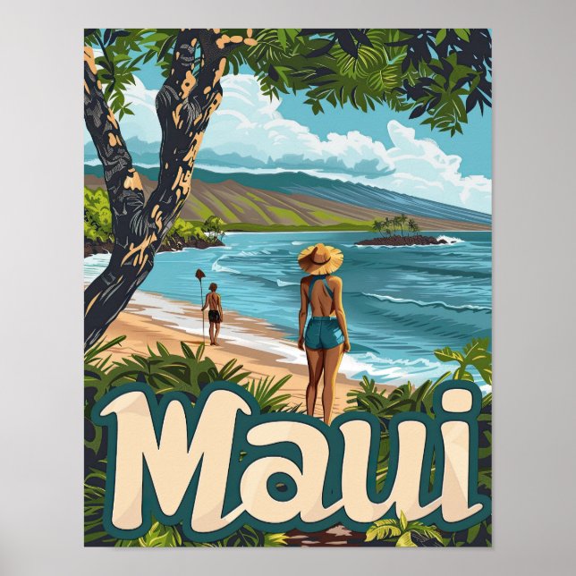Maui Hawaii Poster de impresión de afiches de viaj (Frente)