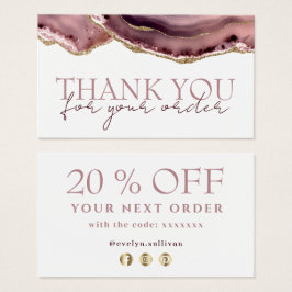 Mauve agate tarjeta de descuento de agradecimiento