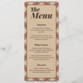 Mauve and Terracotta Art Deco Wedding Menu Card