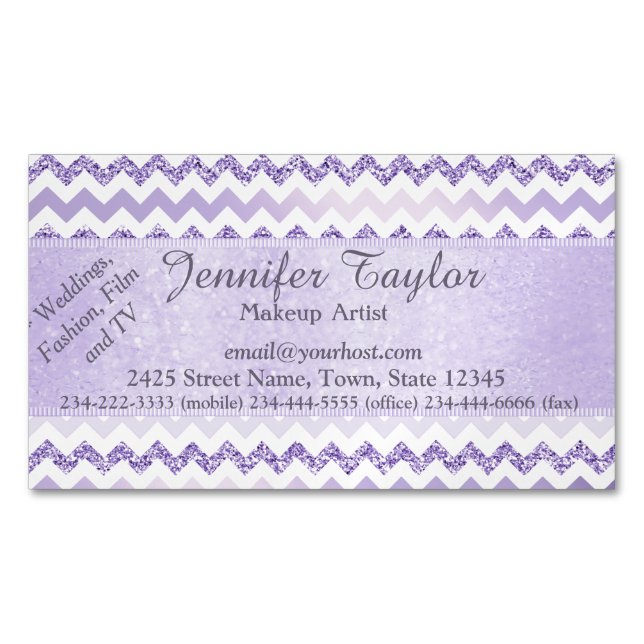 Mauve Chevron Zigzag Purpurinas Tarjetas magnética (Anverso)