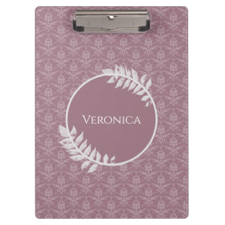 Mauve Elegant Damask Personalizado Portapapeles