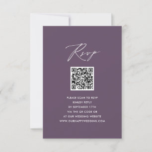 Mauve Elegant Script Minimalista QR Wedding RSVP