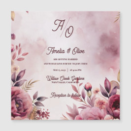 Mauve Floral Romantic Blush Wedding Invitation 