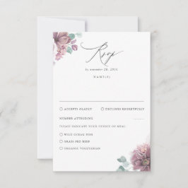 Mauve Floral Wedding RSVP
