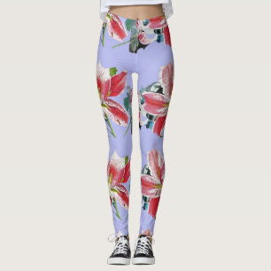 Mauve Lilac Lily floral arte acuarela Leggings