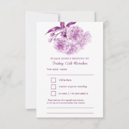 Mauve morado primavera floral acuarela boda RSVP