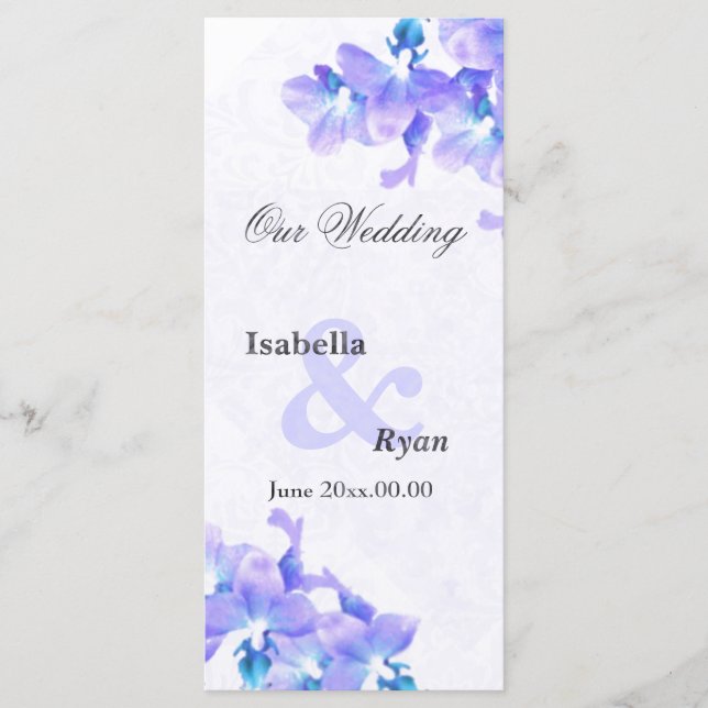 Mauve Orchids Wedding Program Tarjeta para rack (Anverso)