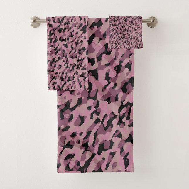 Mauve pink and Charcoal Camo abstract (In situ)