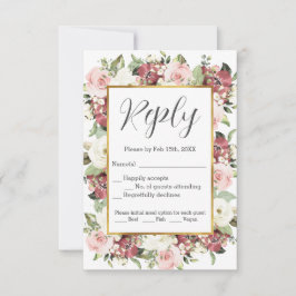 Mauve Pink Green Florines Gold Frame RSVP