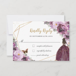 Mauve Plum Morple Floral Quinceañera Princesa RSVP