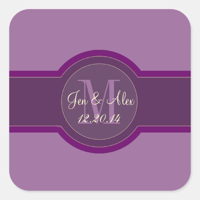 Mauve Purple Wedding Favor de los Pegatinas (Anverso)