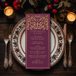 Mauve Royal Medieval Sword Boda Flat Menu<br><div class="desc">Celebre su día especial con este diseño de Boda de espadas medievales. El oro que aparece en este diseño no es un verdadero Relieve metalizado. Puede personalizar más adelante haciendo clic en el botón "PERSONALIZAR". Si desea más información,  póngase en contacto con nosotros en ThePaperieGarden@gmail.com.</div>