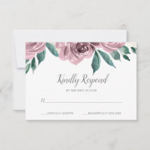Mauve Watercolor Rosas Boda Floral RSVP