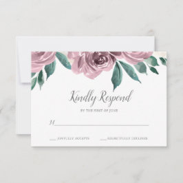 Mauve Watercolor Rosas Boda Floral RSVP
