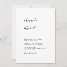 Mauve y Azul Marino | Invitación de Boda Minimalis