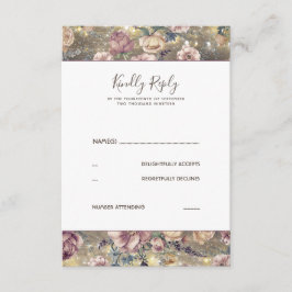 Mauve y Gold Floral Rustic Wedding RSVP