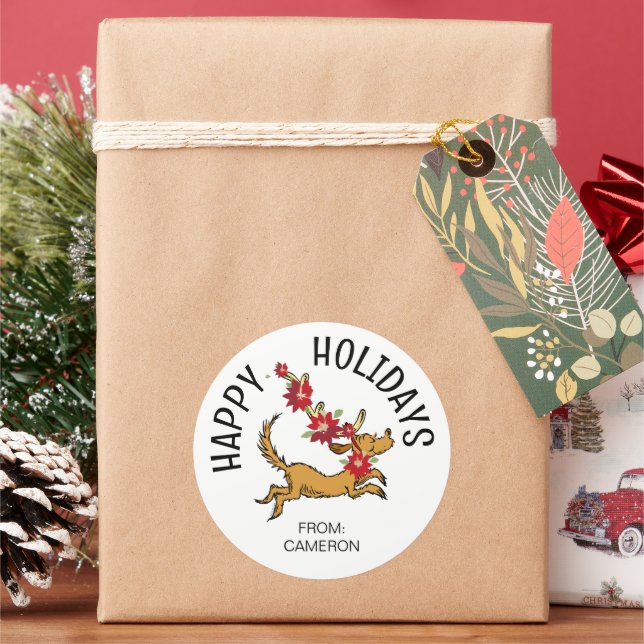 Máx Navidades Poinsettia | Etiqueta de regalo de N (Vacaciones)