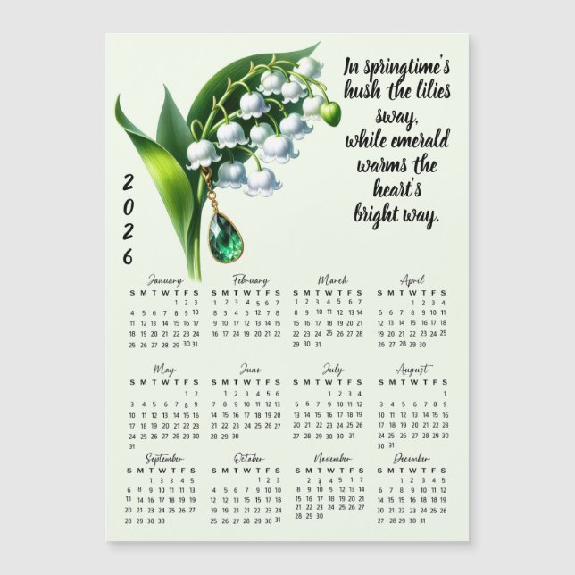 May Birth Flower & Stone Calendar (Anverso)