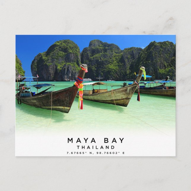Maya Bay Tailandia coordina postal (Anverso)