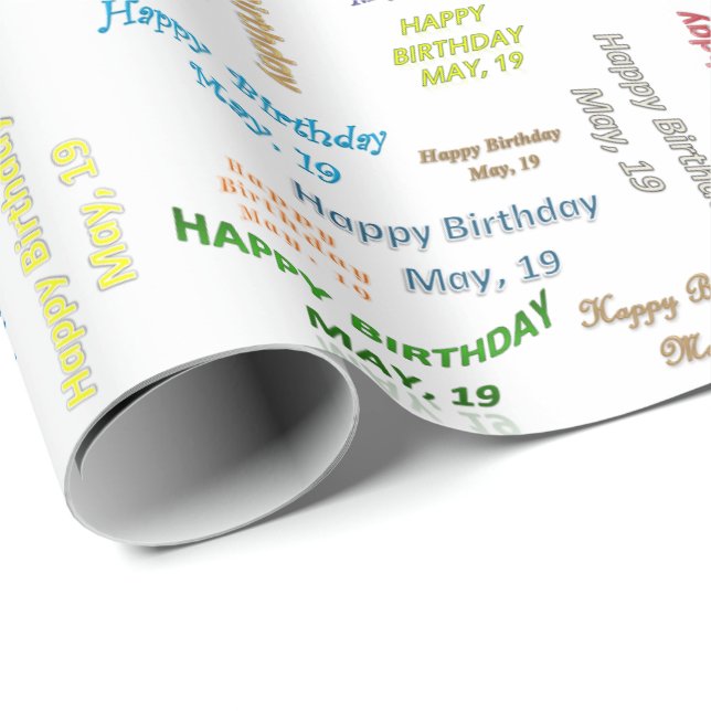 Mayo, 19 Papel de envolver regalo de cumpleaños (Esquina del rollo)