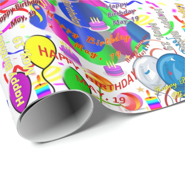 Mayo, 19 Papel de envolver regalo de cumpleaños (Esquina del rollo)