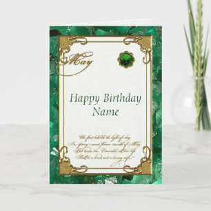 Mayo tarjeta de cumpleaños Emerald Birthstone