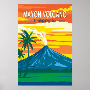 Mayon Volcano Filipinas Viajes Arte Vintage