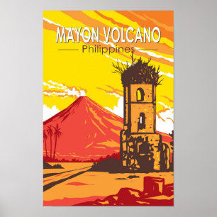 Mayon Volcano ruinas de Cagsawa arte de viaje Fili