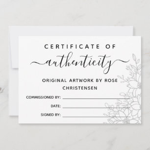Mayor certificado de autenticidad de floral gris